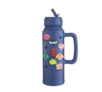 BOTL - Epic Jarra de acero inoxidable, tapa con popote a prueba de fugas, botella aislada, tapa deportiva de 21 onzas, 700 ml, con popote interno, portador de bioEVA con asa y broca de botl, azul