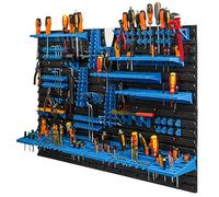 botle Estantería de pared con sistema de almacenamiento de herramientas 117 x 78 cm, portaherramientas de plástico azul, para garaje, taller, paredes