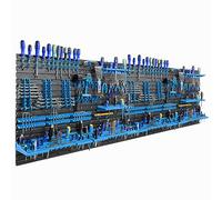 botle Estantería de pared con sistema de almacenamiento de herramientas 234 x 78 cm, portaherramientas de plástico azul, para garaje, taller, paredes