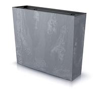 botle Jardinera para Plantas, macetero para balcón, 58 x 18 x 50 cm, Maceta con Inserto Aspecto de hormigón, Color Gris macetero Resistente Interiores y Exteriores