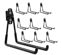botle Juego de 10 ganchos de pared, ganchos para herramientas eléctricas, rectos, 19 cm, revestimiento de PVC, para garaje, cobertizo, ganchos para escaleras y palas, doble gancho, capacidad de carga