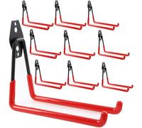 botle Juego de 10 ganchos de pared para herramientas eléctricas, rectos de 19 cm estables con revestimiento de PVC, para garaje, cobertizo, ganchos para escaleras y palas, doble gancho, capacidad de
