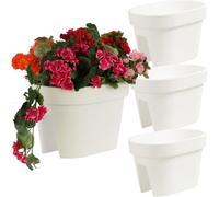 botle Juego de 3 cajas para balcón, jardineras, barandillas, balcones, macetas de barandilla, 39,5 cm, 12,3 L, color blanco, ovalado