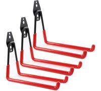 botle Juego de 3 ganchos de pared, ganchos para herramientas eléctricas, recto, 19 cm, estable con revestimiento de PVC, garaje, cobertizo, ganchos para escaleras y palas, doble gancho, capacidad de