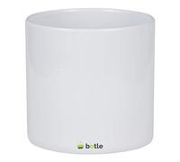 botle Macetero de cerámica con brillo cilíndrico (8 x 8 cm), color blanco