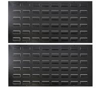 botle Panel de herramientas de 595 x 600 mm: juego de 2 paneles de pared perforados de metal horizontales (cada uno de 59,5 x 30 cm), color negro con recubrimiento de polvo, resistente montaje en