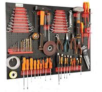 botle Panel de herramientas de metal de 80 x 60 cm, estante de pared + juego de 24 portaherramientas, caja para pequeños objetos, taller de pared, estante colgante de clasificación