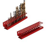 botle Soporte de metal para 28 brocas, color rojo, soporte para pared perforada, taller y garaje, longitud 19 cm, estructura de acero resistente para brocas en espiral