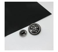 botón, 10 Uds. Botones de Metal con diseño cabeza león Retro 15/20/25mm for abrigo, ropa, botones decorativos, chaqueta Vintage(Black,15mm)