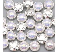 botón, 10 Uds. Botones de perlas lujo for ropa, accesorios costura DIY, hermosos botones decorativos for con diamantes imitación(Sliver,12mm)