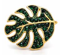 Botón brillante de hoja de palma de 25 mm, adorno de cristal verde esmeralda y joya dorada para ropa de noche, blazers y manualidades de bricolaje, paquete de 2 Giddy Square