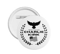 Botón con insignia redonda de Charlie Kirk "Por siempre en nuestros corazones", alfileres, broches, decoración para sombreros, bolsos y ropa.