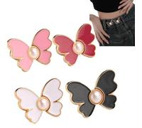 Botón de ajuste de cintura de mariposa, juego de hebilla de cintura ajustable para pantalones, tensor de cintura para pantalones de mujer, mariposa, clip de ajuste de cintura multifuncional, sin