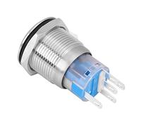 Botón de arranque del motor del coche, Arrancador de encendido del interruptor de arranque del motor de 12 V LED para orificio de montaje de 19 mm(Plata)