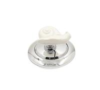 Botón de botón del baño. Pack de 2 botones de descarga de inodoro con forma de caracol de cerámica, multicolor, 4,3 x 2,8 cm(White)