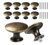 Botón de cajón, 10 botones de gabinete vintage chic de latón redondo, mango de muebles antiguo, vintage redondos, manija de muebles, para armarios, cómoda, armario, muebles, con tornillos surtidos (30
