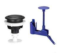 Botón de descarga de inodoro de un solo empuje para agujeros de 38 mm, 48 mm, 58 mm, repuesto ABS con soporte, acabado cromado, accesorio de baño moderno (negro)