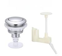 Botón de descarga de tanque de inodoro compatible con modelos brasileños, mecanismo de empuje único con soporte de montaje (plateado con soporte)