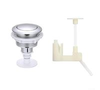 Botón de descarga de una sola pulsación con acabado plateado compatible con la mayoría de mecanismos de tanque de inodoro, reemplaza los botones desgastados antiguos (cromo)