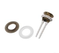 Botón de descarga doble para inodoro para cubiertas de tanque estándar con tamaños de apertura para 38 mm, 48 mm, 58 mm y parche de conversión integrado (dorado)