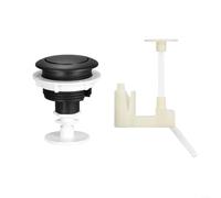 Botón de descarga para tanque de inodoro, individual o botón con soporte disponible, hecho de ABS, 55 mm de diámetro para función de descarga estable (negro + soporte)