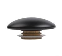 Botón de drenaje de latón de porcelana, tapón de fregadero de 66 mm para lavabos y bañeras, negro o blanco (negro)