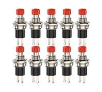 Botón de encendido de parada de emergencia Interruptor de botón momentáneo - Tapas SPST de 3 A 220 V CA for aplicaciones de mini pulsador(Red,10pcs)