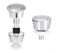 Botón de inodoro, repuesto para doble cisterna, doble descarga, juego de botones a presión, tapa para cisterna con aberturas de 20/40 mm, para inodoro, bañera (plata)