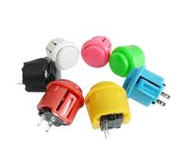 Botón de juego de 7 colores, 24mm, 30mm, gran redondo, reproductor de videojuegos Arcade, interruptor de botón, 10 Uds.(White,30mm)