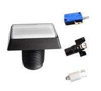Botón de juego rectangular de 12 V con iluminación LED, interruptor de botón de 30 x 50 mm para videojuegos de arcade