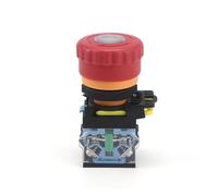 Botón de parada de emergencia de 22 mm con luz LED, interruptor pulsador de parada de emergencia de encendido 1NC/1NO1NC, resistente al agua IP65(1NO1NC,24V 4A)