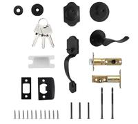 Botón De Puerta Exterior Con Perno Durmiendo - Herramienta De Renovación Domiciliaria Para Entrada | Conjunto De Manijas De Puerta, Conjunto De Manijas De Entrada De Puerta Dentro Negro Mate