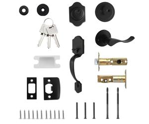 Botón De Puerta Exterior Con Perno Durmiendo - Herramienta De Renovación Domiciliaria Para Entrada | Conjunto De Manijas De Puerta, Conjunto De Manijas De Entrada De Puerta Dentro Negro Mate