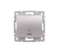 Botón de pulsador empotrable para timbre con indicador LED, color plateado