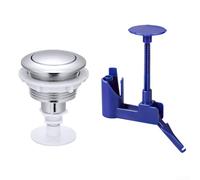 Botón de tanque de inodoro Construcción de ABS de un solo empuje para válvula de descarga de 38 mm, 48 mm, 58 mm con soporte, disco giratorio ajustable moderno (cromo)
