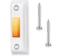 Botón de timbre de metal con cable, interruptor iluminado con brillo amarillo cálido para visibilidad nocturna, diseño blanco para montaje en pared de jardín, garaje