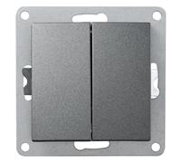 Botón doble | Estilo | Pulsador de empotrar 10A doble pulsador on off 250V con embornamiento por tornillo, antracita gris oscuro mate