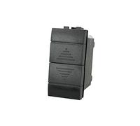 Botón doble para subir, compatible con Bticino Living International | 1P + 1P 10A, negro, mando a hombre presente, para serie civil