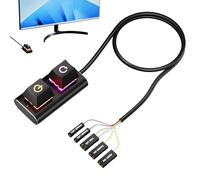 Botón Encendido PC - Interruptor Externo LED RGB De Aleación Aluminio 5x2,8x2,6cm | Cable Extensión Control Alimentación Ordenador Sobremesa | Tecla Arranque Mecánico Repuesto Tipo Y Oficina