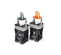 Botón LED XB2 con reinicio automático, cabezal de perilla de 22 mm, inicio, 1 NO, NC, interruptor pulsador momentáneo, metal, dos, tres engranajes, bloqueo, verde, rojo(24V_2NO(1PCS)_RED(1PCS))