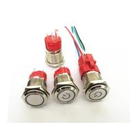 Botón metálico de 16 mm sin bloqueo, interruptor de reinicio automático, botón giratorio redondo autoblocante, 9 V-24 V, 1 unidad(3P Flat round,Red light)