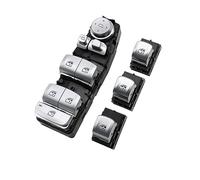 Botón Para BMW Para BMW 3 5 7 X3 X4 F30 F35 F25 F26 F07 F10 F18 F01 F02 Regulador Botón Control De Interruptor De Ventana Principal Cromado De Energía Eléctrica(Model A Silver Set)