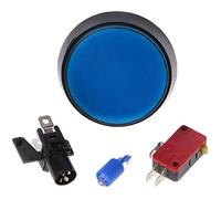 Botón pulsador de juegos, botón de consola de juegos de 12 V con iluminación LED botones pulsadores de 60 mm (azul)