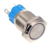 Botón Pulsador de Luz LED de 16mm, Enclavamiento a Prueba de Agua | Aleación de Aluminio y Goma, Reset de Emergencia, Rojo, para PC y Coche