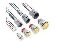 Botón pulsador de Metal de 12mm, 16mm, 19mm, 22mm, interruptor de encendido y apagado, botón Circular plano resistente al agua con luz LE * D, 12V, 24V, IP65(Y Power label,16MM,Self Resetting)