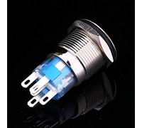 Botón Pulsador de Metal para Coche de 12V, Interruptor de Palanca de Luz LED Azul, AP de 19mm para Arrancador de Solenoide, relé, Interruptor de Botón de Bocina, Botón de Host de