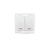 Botón pulsador empotrable doble con indicador luminoso LED LOGI blanco
