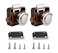 Botón pulsador Gabinete Cerradura Cerradura Puerta Boton Botón de Cierre para Armarios con Tornillos Para Yates Armarios Colgantes para Caravanas 2 Piezas