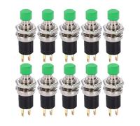Botón pulsador momentáneo con reinicio, bloqueo de marcha, interruptor libre, 3 A, 220 V CA, normalmente abierto (NA), tapa negra, roja y verde.(Green-10pcs)