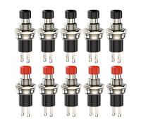 Botón pulsador momentáneo con reinicio, bloqueo de marcha, interruptor libre, 3 A, 220 V CA, normalmente abierto (NA), tapa negra, roja y verde.(Mix color-10pcs)